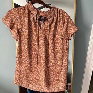 Bobeau Terracotta Floral Blouse